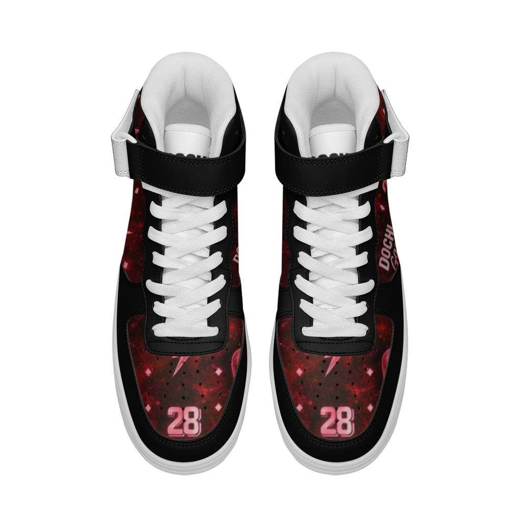DOCHI Print Hi-Top Sneakers - Crimson Red
