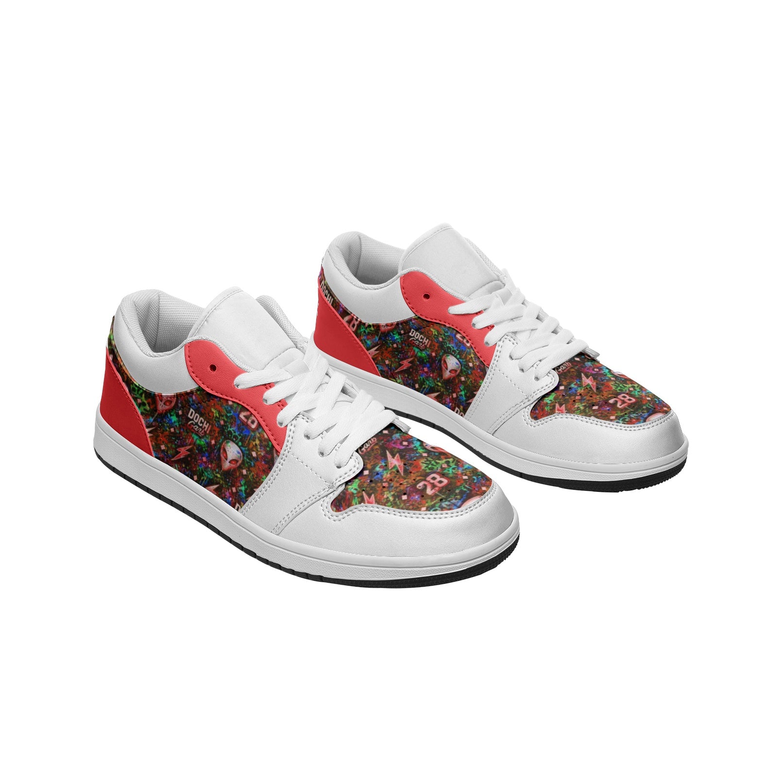 DOCHI Print Lo-Top Sneakers - Crimson Red