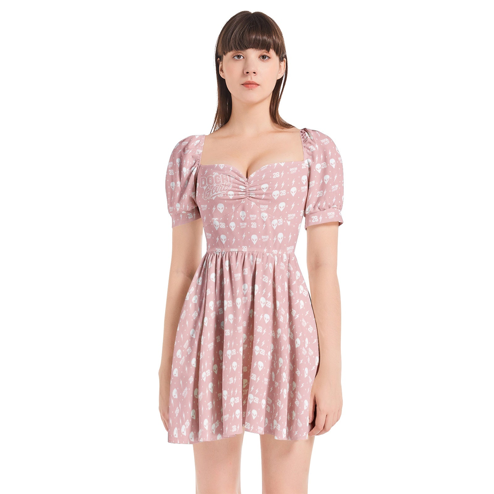 DOCHI Print Dress - Baby Pink