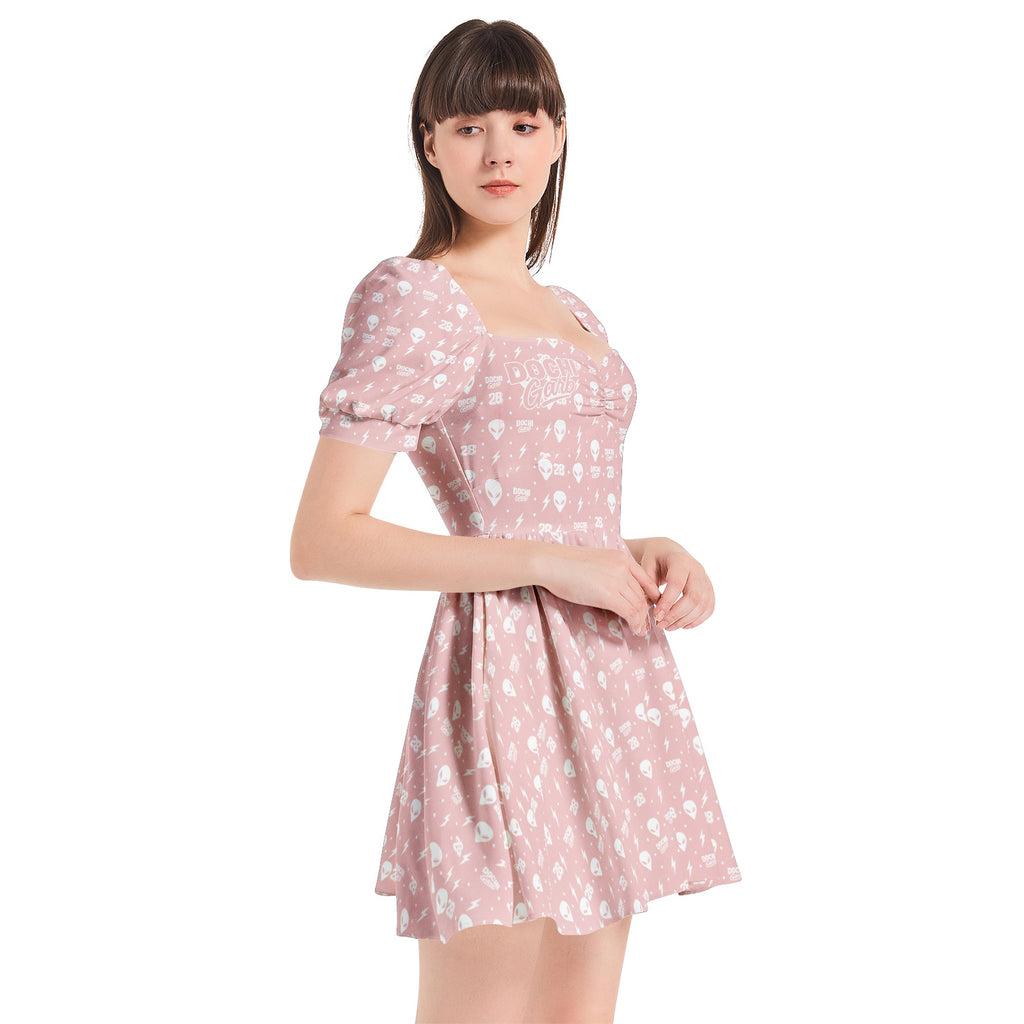 DOCHI Print Dress - Baby Pink