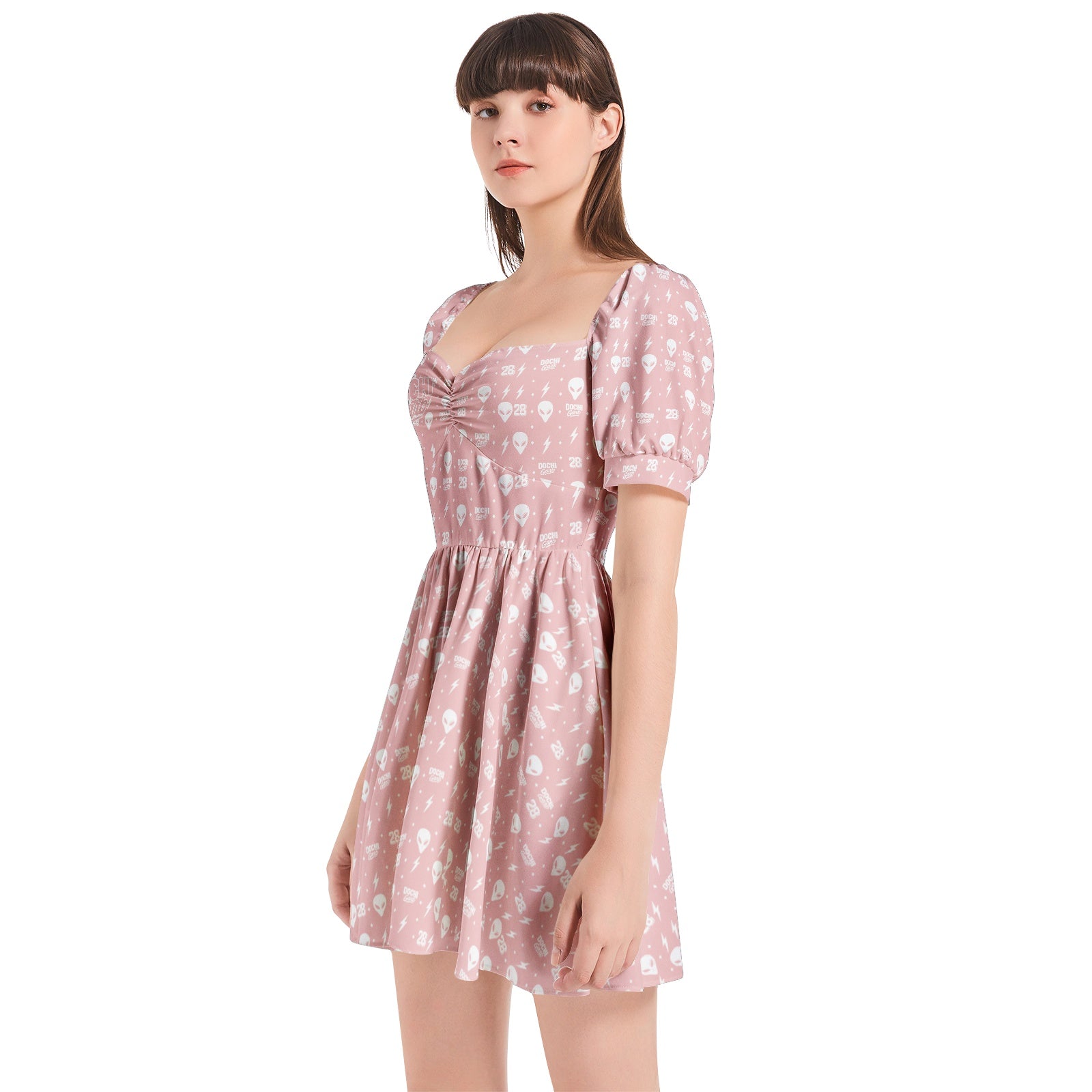 DOCHI Print Dress - Baby Pink